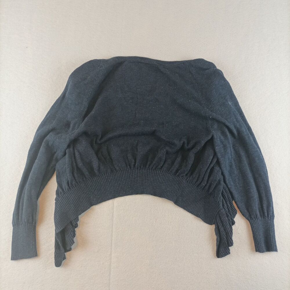 Abercrombie & Fitch Womens Navy Blue Knit Short Cardigan Size XS Ruffle Open - Picture 6 of 8